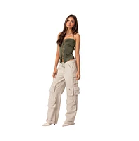Women's Oversize Boyfriend Cargo Jeans With Pockets