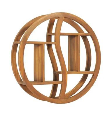 Yin Yang Wall Shelf 23.6"x5.9"x23.6" Solid Wood Teak