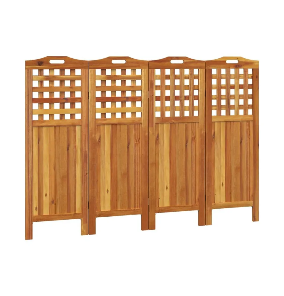 4-Panel Room Divider 63.8"x0.8"x45.3" Solid Wood Acacia