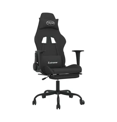 Gaming Chair with Footrest Black Fabric
