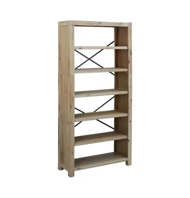 6-Tier Bookcase 31.5"x11.8"x66.9" Solid Wood Acacia