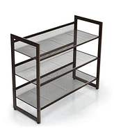 Flat and Slant Metal Shoe Rack for Entryway Hallway-3-Tier