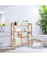 4 Tiers Multifunction Bamboo Storage Shoe Rack for Entryway Hallway