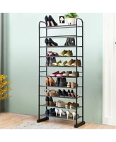 10-Tier Free-Standing Metal Frame Shoe Rack