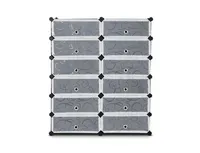 Slickblue 12-Cube Diy Portable Plastic Shoe Rack with Transparent Doors