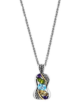 Effy Multi-Gemstone 18" Pendant Necklace (2-5/8 ct. t.w.) in Sterling Silver & 18k Gold-Plate