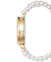 I.n.c. International Concepts Women's White Imitation Pearl Bracelet Watch 38mm, Created for Macy's