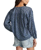 Lucky Brand Women's Floral-Print Smocked Blouse