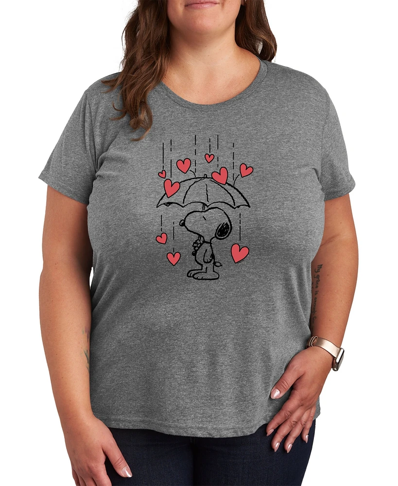 Air Waves Trendy Plus Peanuts Snoopy Valentine's Day Graphic T-shirt