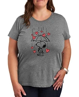 Air Waves Trendy Plus Size Peanuts Snoopy Valentine's Day Graphic T-shirt