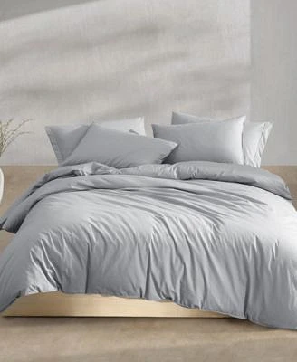 Calvin Klein Washed Percale Cotton Solid Duvet Cover Sets