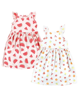 Hudson Baby Toddler Girls Toddler|Child Cotton Dresses 2pck, Fruit Salad