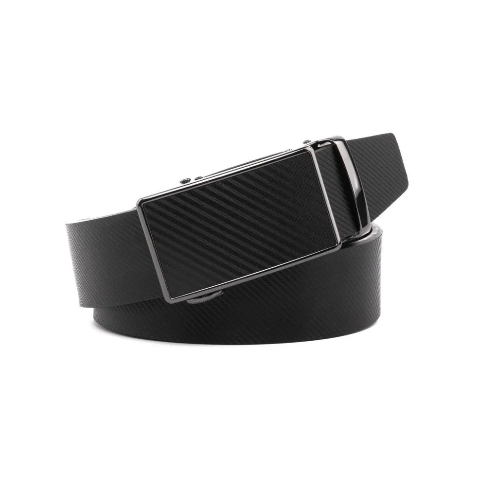Men's Sliding Buckle Adjustable Leather Ratchet Belt