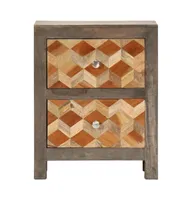 Bedside Cabinet Gray 15.7"x11.8"x19.7" Solid Mango Wood