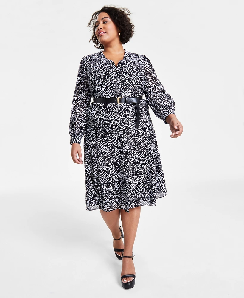 Michael Kors Plus Animal-Print Kate Midi Dress