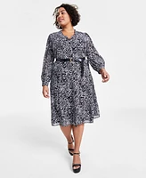 Michael Kors Plus Animal-Print Kate Midi Dress