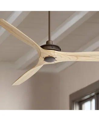 52" Windspun Rustic Farmhouse 3 Blade Indoor Ceiling Fan with Remote Control Oil Rubbed Bronze Natural Solid Wood for Living Kitchen House Bedroom Fam