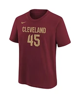Big Boys Nike Donovan Mitchell Wine Cleveland Cavaliers Icon Edition Name and Number T-shirt
