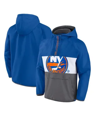 Men's Fanatics Royal New York Islanders Flagrant Foul Anorak Raglan Half-Zip Hoodie Jacket