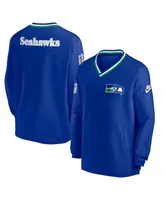 Men's Nike Royal Seattle Seahawks Throwback V-Neck Pullover Windbreaker