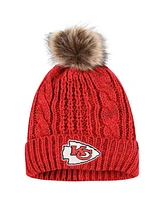 Women's '47 Brand Red Kansas City Chiefs Logo Meeko Cuffed Knit Hat with Pom