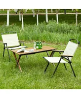 Simplie Fun Folding Outdoor Table & Chairs Set, Brown/Beige