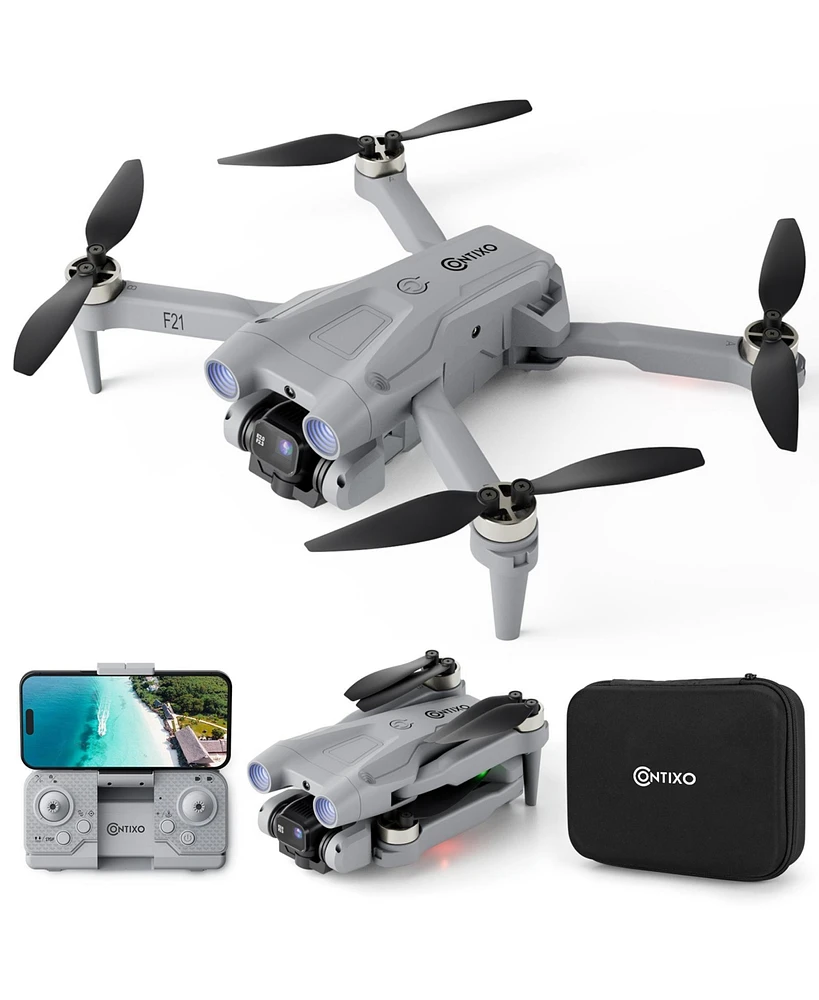 Contixo F21 Drone with 1080P Camera - Brushless Motor, Rc Foldable Quad copter Obstacle Avoidance, Follow Me, Altitude Hold, Headless Mode