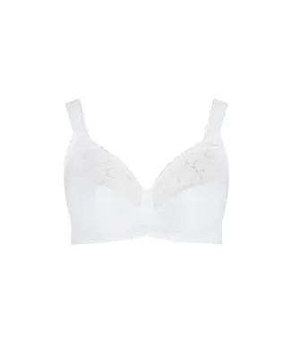 Womens Lace Soft Cup Wire Free Bra - white