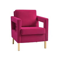 Levitt Square Arm Velvet Accent Chair with Metal Base