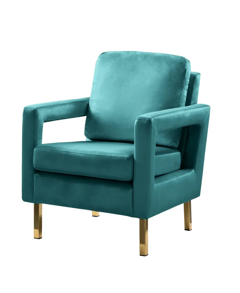 Levitt Square Arm Velvet Accent Chair with Metal Base