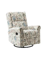 Hulala Home Ahlen Floral Upholstery Manual Swivel Recliner