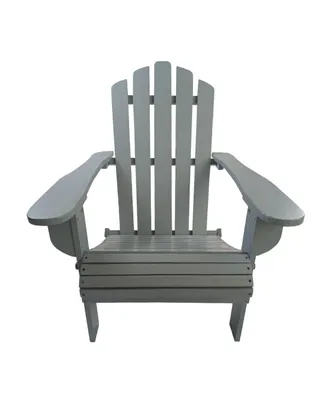 Simplie Fun Outdoor Or Indoor Wood Adirondack Chair, Foldable, Grey