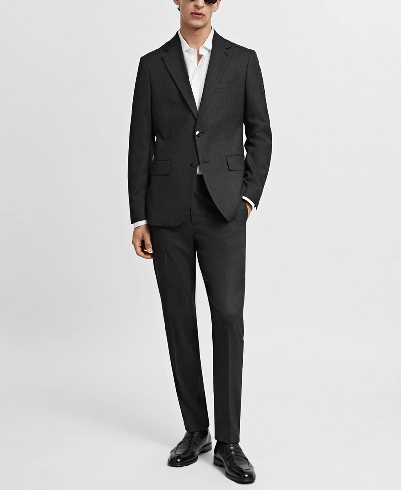 Mango Men's Slim-Fit Check Wool Suit Blazer