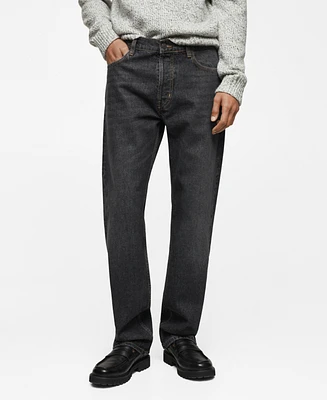 Mango Men's Relaxed Fit Dark Wash Jeans