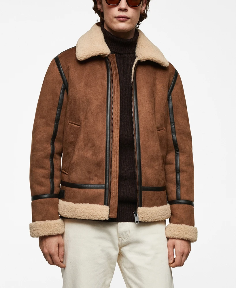 Mango Men's Shearling-Lined Jacket