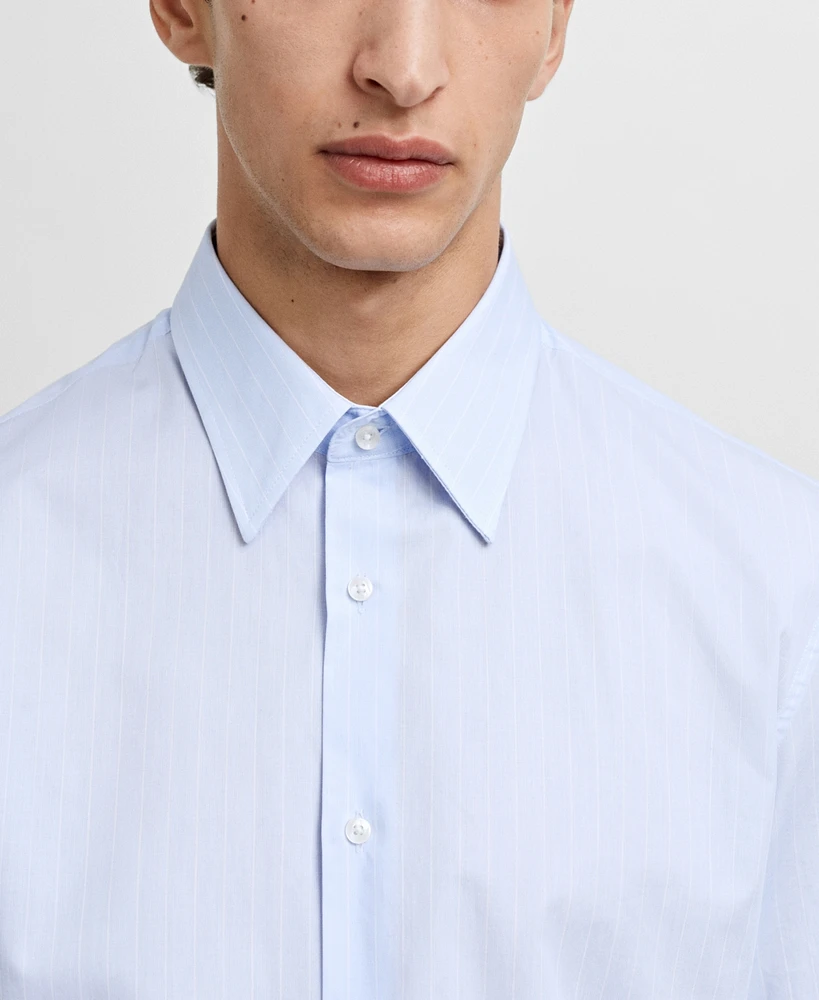 Mango Men's Regular-Fit Cotton Striped Dress Shirt