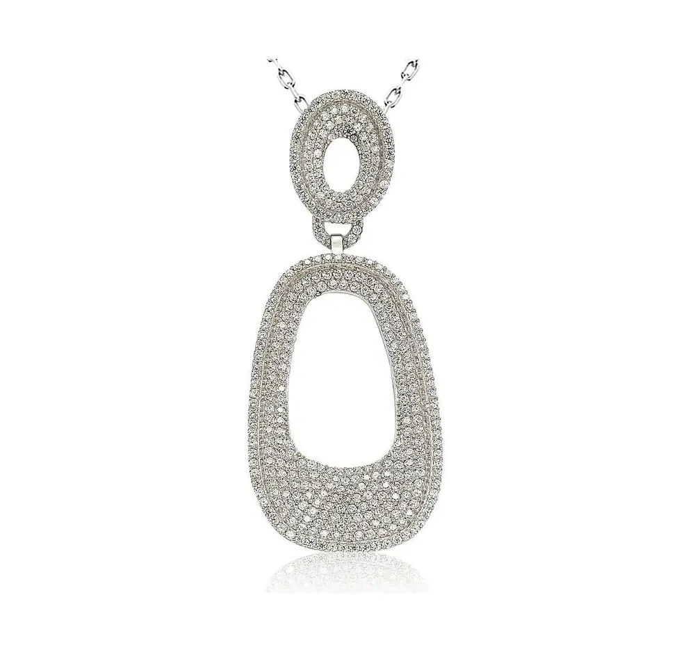 Suzy Levian New York Suzy Levian Sterling Silver Cubic Zirconia Drop Dangle Pendant Necklace