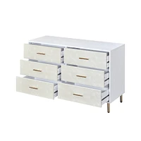 Streamdale Furniture Myles Dresser, White, Champagne & Gold Finish