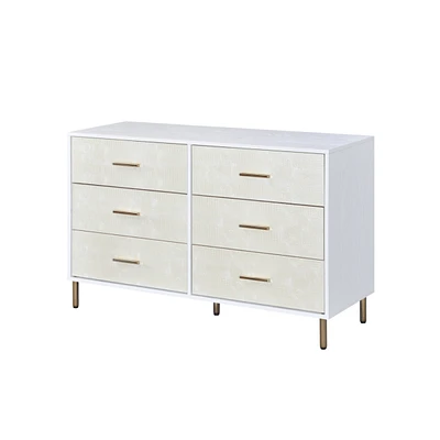 Streamdale Furniture Myles Dresser, White, Champagne & Gold Finish