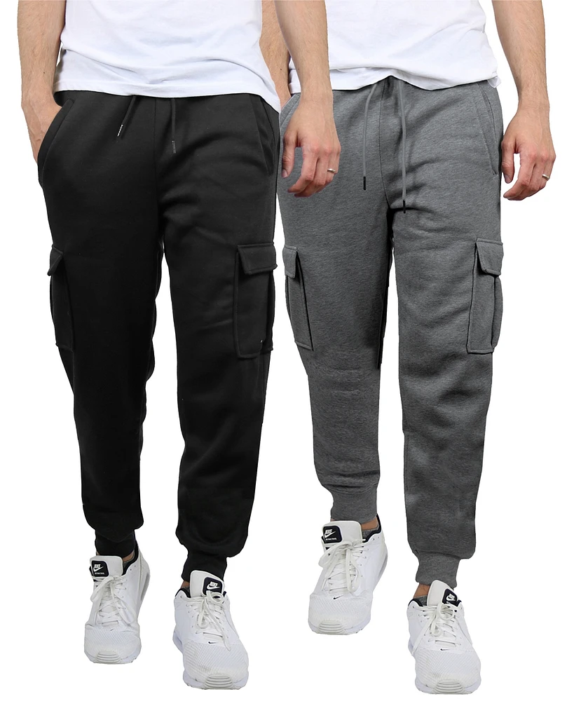 Blue Ice Men's Heavyweight Fleece-Lined Cargo Jogger Sweatpants, Pack of 2