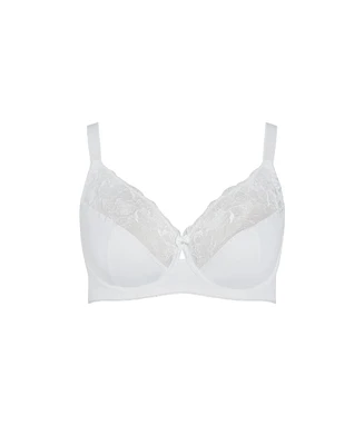 Avenue Plus Size Embroidered Full Support Underwire Bra - white