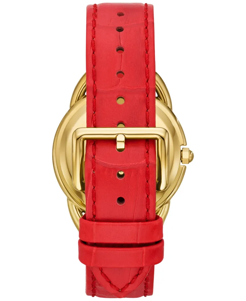 Tory Burch Women's The Miller Red Leather Strap Watch 34mm