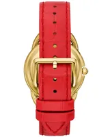 Tory Burch Women's The Miller Red Leather Strap Watch 34mm