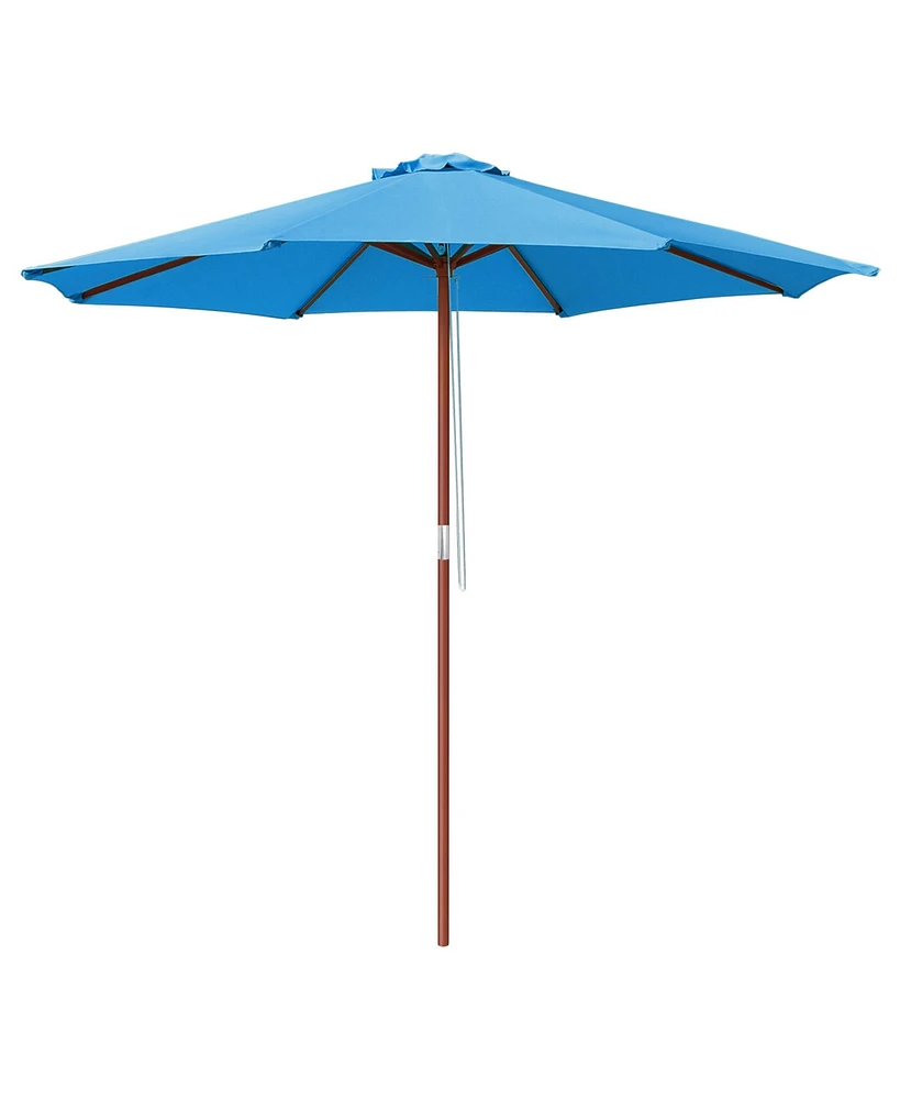 Yescom 9FT Wooden Patio Umbrella UV30+ for Beach Pool Wedding Party Table Market Garden Yard Hotel Deck Cafe