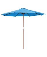 Yescom 9FT Wooden Patio Umbrella UV30+ for Beach Pool Wedding Party Table Market Garden Yard Hotel Deck Cafe