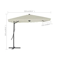 vidaXL Outdoor Parasol with Steel Pole 98.4"x98.4" Sand