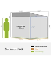 Outsunny 5' x 9' Metal Outdoor Storage Shed with Base Lockable Doors, White