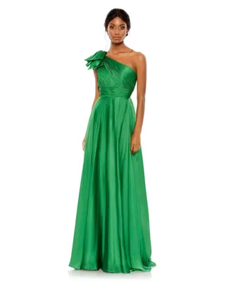 Women's Pleated One Shoulder Chiffon Gown