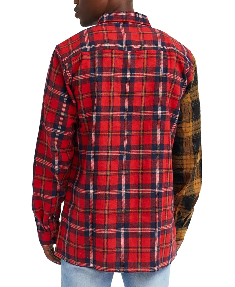 Reason Men's Split Flannel Long Sleeves Shirt