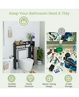 Over the Toilet Bathroom Cabinet Floor Storage Organizer with Adjustable Shelves